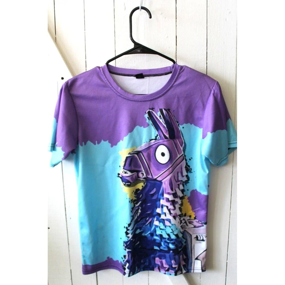 Mine Craft Boys Llama Graphic Short Sleeve T-Shirt-Size 5 XS-unisex
